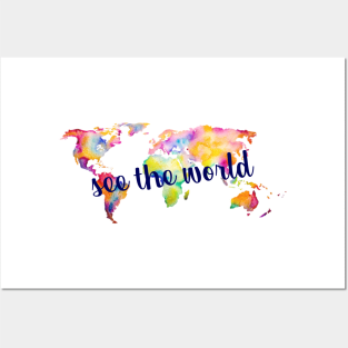 See the World Watercolor Map Posters and Art